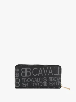 B.Cavalli Portafoglio rettangolare da donna con stampe - nero