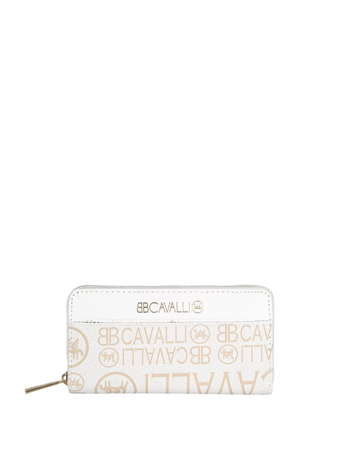 B.Cavalli Portafoglio rettangolare da donna con stampe - panna
