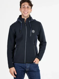 Be Board Felpa invernale da uomo con cappuccio e zip - blu scuro