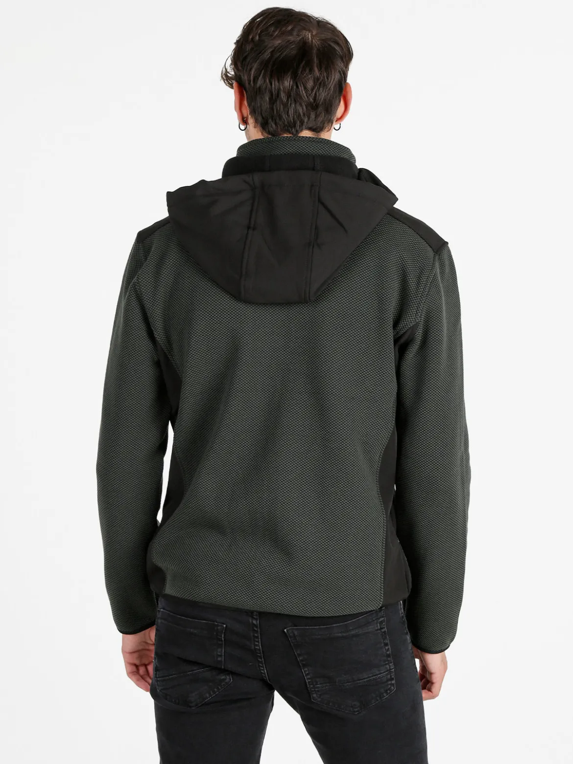 Be Board Felpa invernale da uomo con cappuccio e zip - militare
