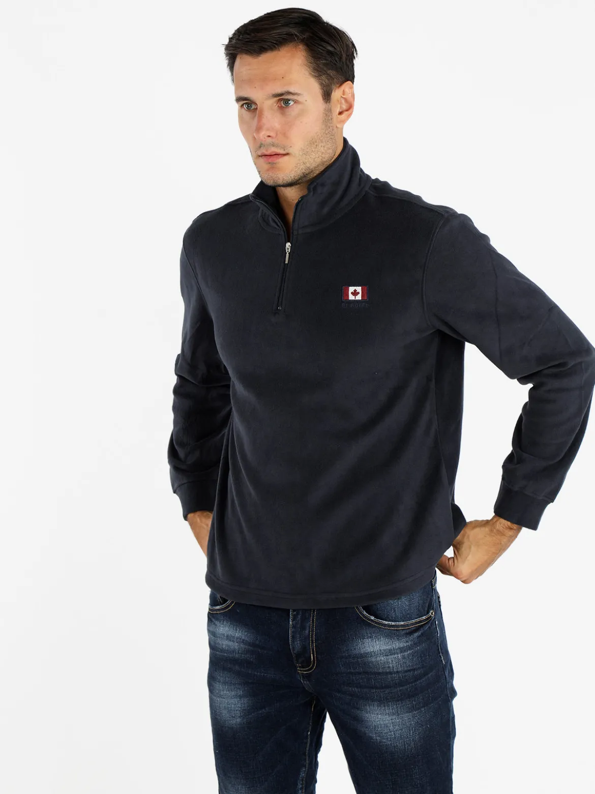 Be Board Felpa uomo in pile mezza zip