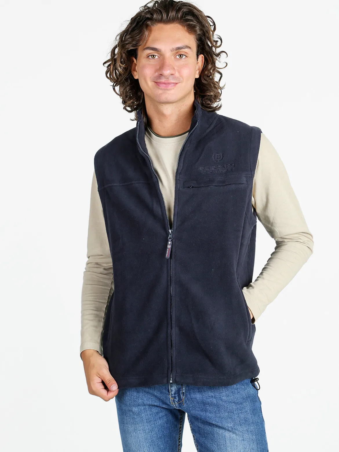 Be Board Gilet uomo in pile con zip - blu scuro