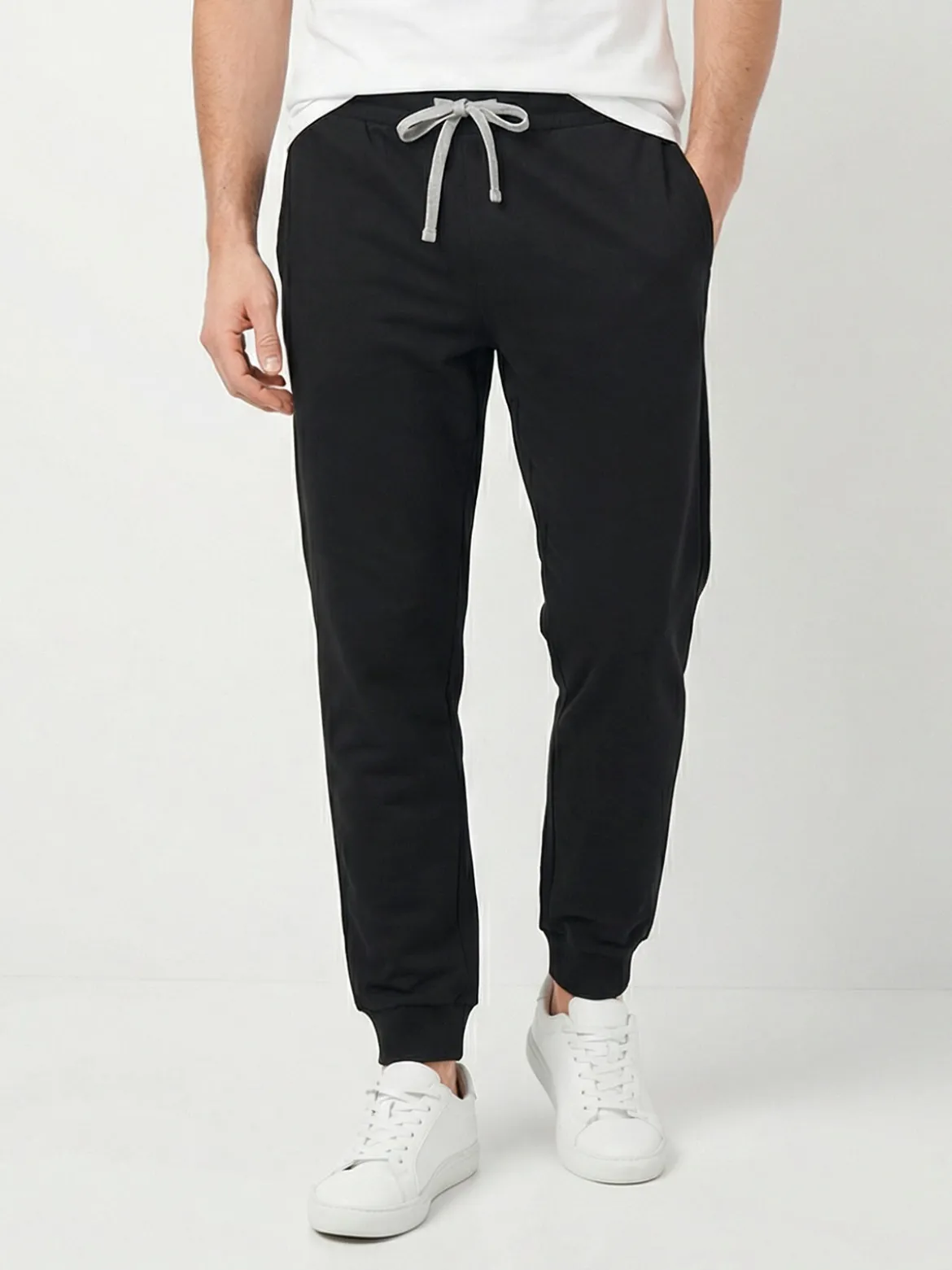 Be Board Pantaloni sportivi da uomo con coulisse e polsini - nero