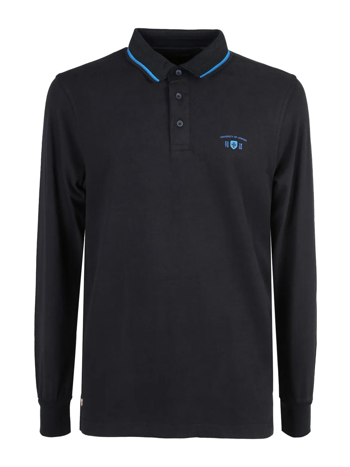 Be Board Polo da uomo a maniche lunghe in cotone - blu scuro