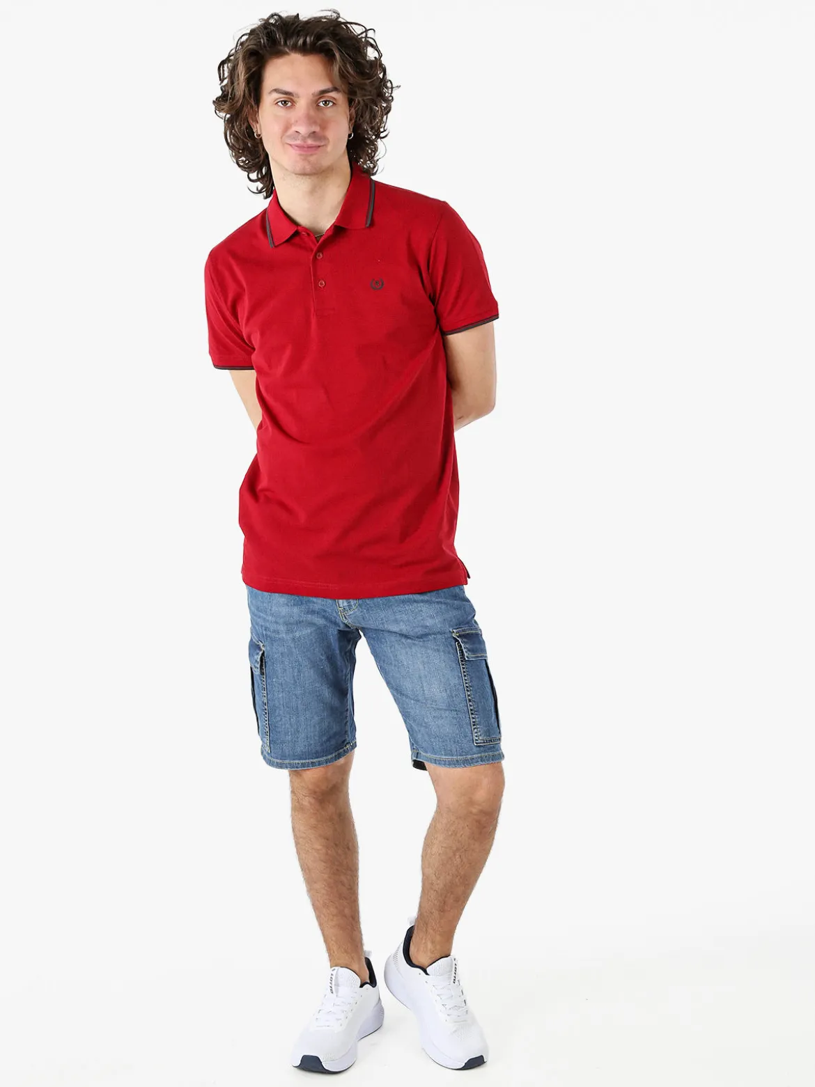 Be Board Polo in cotone da uomo a maniche corte - bordeaux