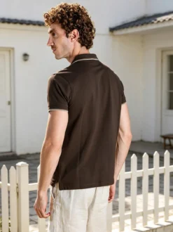 Be Board Polo in cotone da uomo a maniche corte - moro