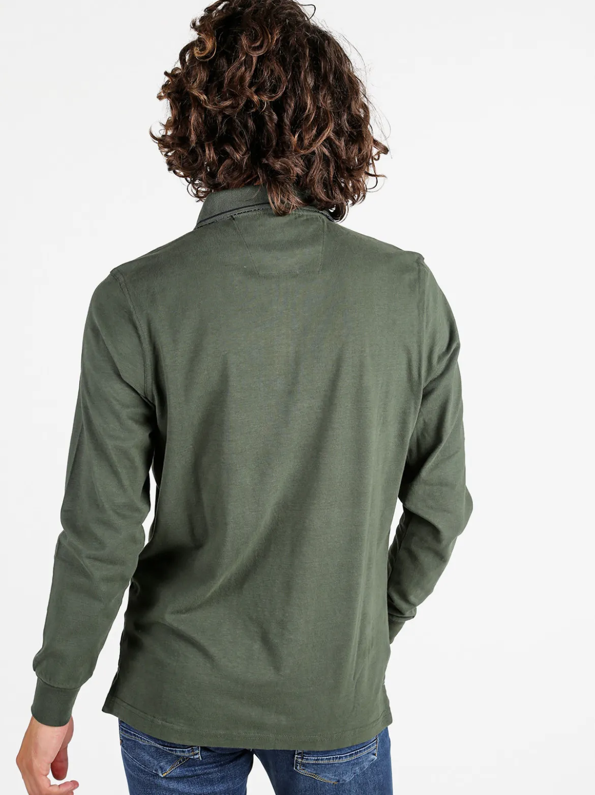 Be Board Polo uomo a maniche lunghe in cotone - miltare