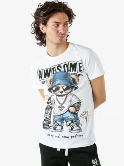Belman T-shirt da uomo in cotone con stampa - bianco
