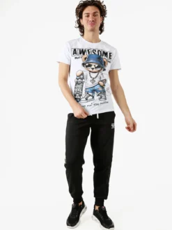 Belman T-shirt da uomo in cotone con stampa - bianco