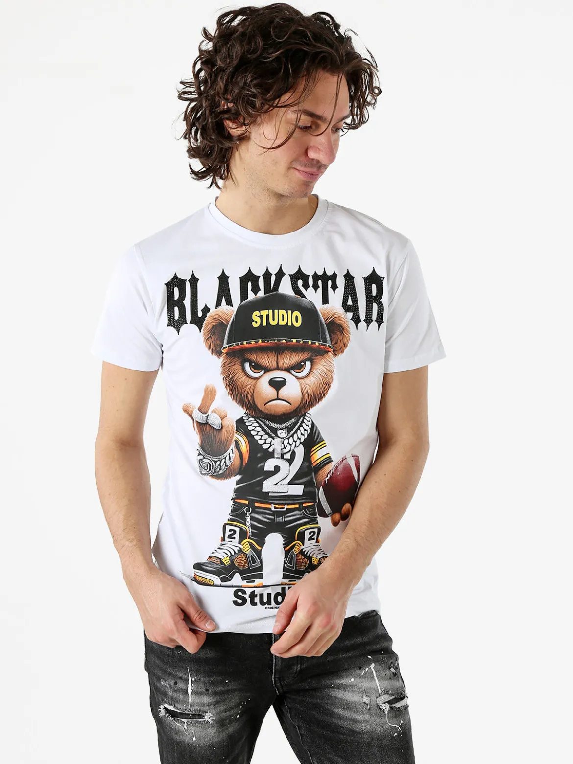 Belman T-shirt da uomo in cotone con stampa - bianco