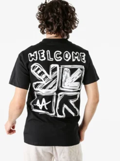 Belman T-shirt da uomo in cotone con stampa dietro - nero