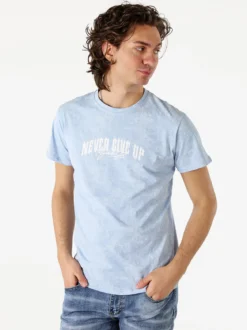 Belman T-shirt girocollo da uomo in cotone con stampe - azzurro