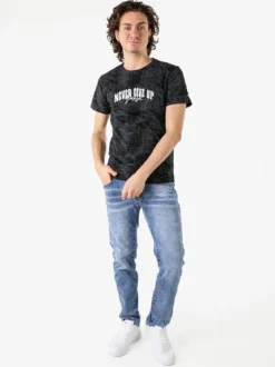 Belman T-shirt girocollo da uomo in cotone con stampe - nero
