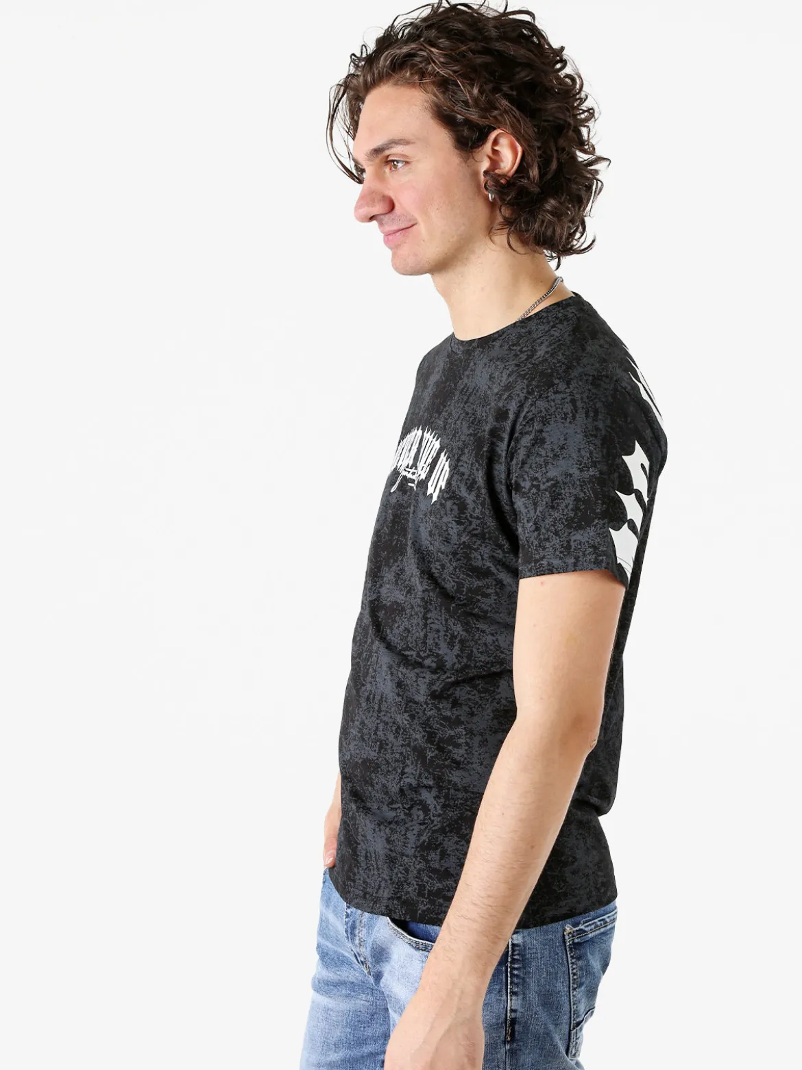Belman T-shirt girocollo da uomo in cotone con stampe - nero