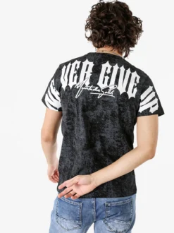 Belman T-shirt girocollo da uomo in cotone con stampe - nero