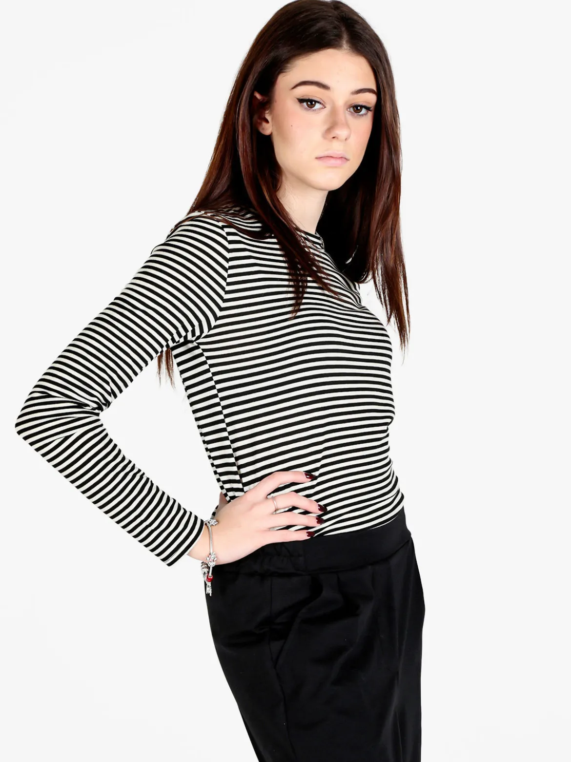 Be Mine T-shirt donna rigata a maniche lunghe