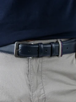 Biagiotti Uomo Cintura con fodera in pelle da uomo - blu scuro