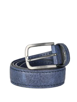 Biagiotti Uomo Cintura da uomo con fodera in pelle - blu scuro