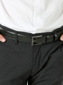 Biagiotti Uomo Cintura da uomo in pelle rivestita - nero