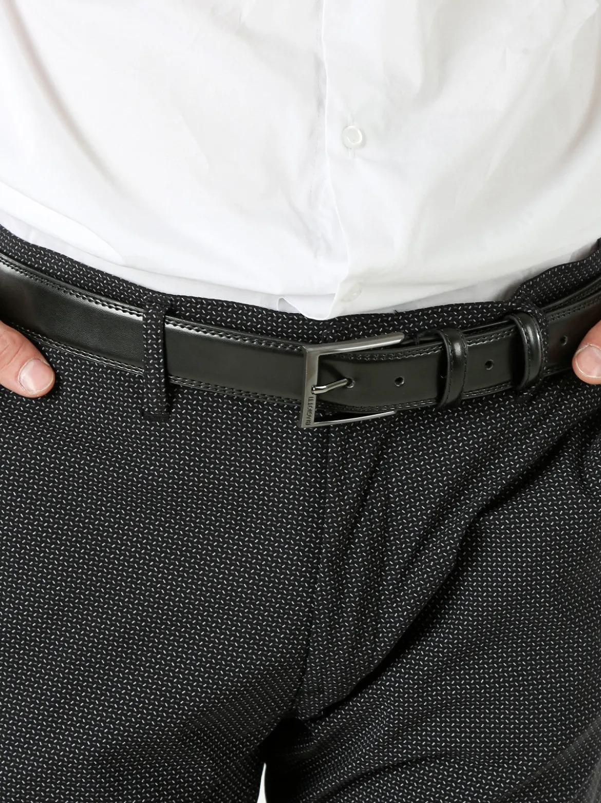 Biagiotti Uomo Cintura da uomo in pelle rivestita - nero