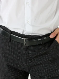Biagiotti Uomo Cintura in pelle rivestita da uomo - blu scuro