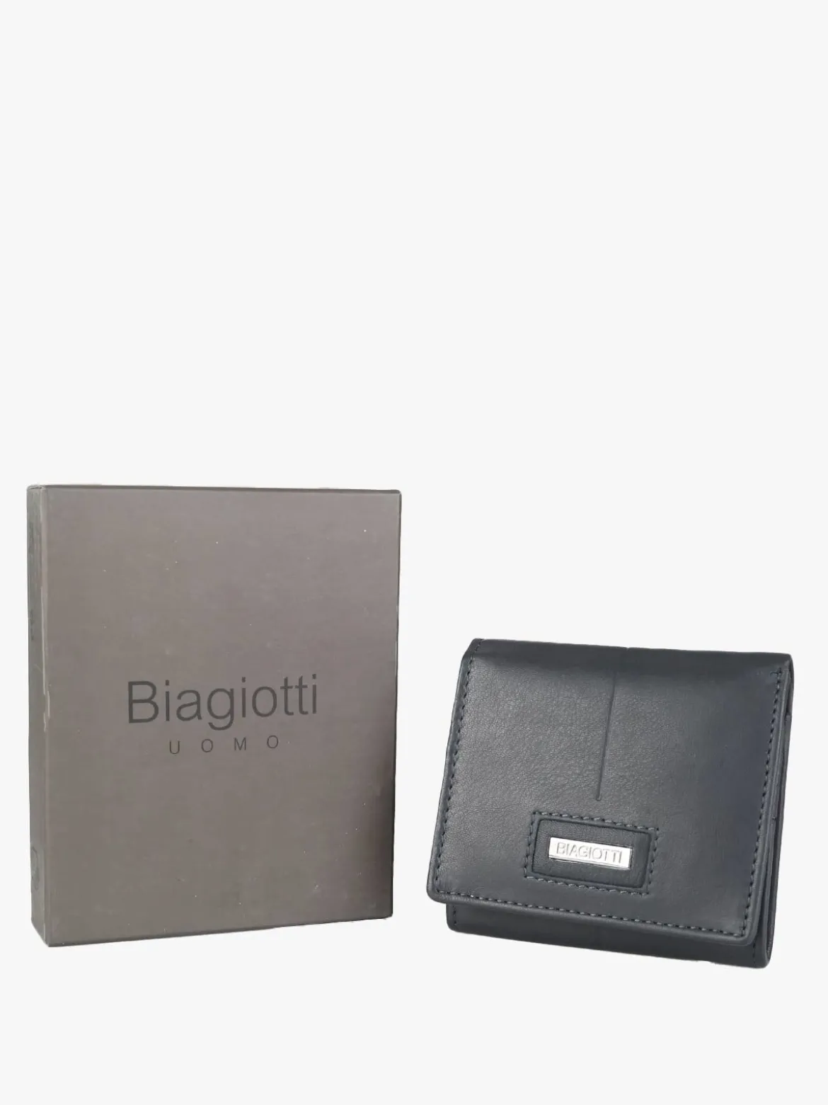 Biagiotti Uomo Mini portafoglio in pelle da uomo - blu scuro