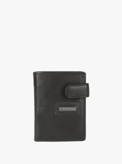 Biagiotti Uomo Mini portafoglio in pelle da uomo verticale con bottone - nero
