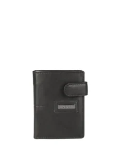 Biagiotti Uomo Mini portafoglio in pelle da uomo verticale con bottone - nero