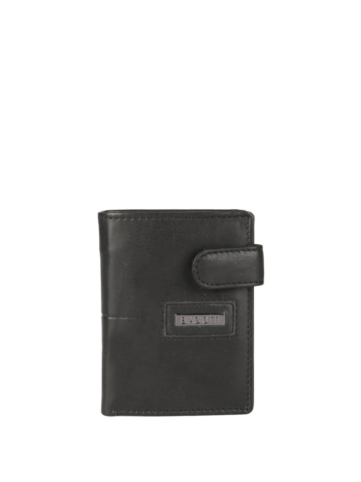 Biagiotti Uomo Mini portafoglio in pelle da uomo verticale con bottone - nero