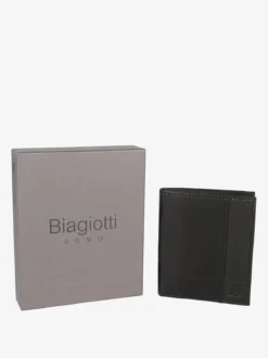 Biagiotti Uomo Mini portafoglio verticale in pelle da uomo - nero
