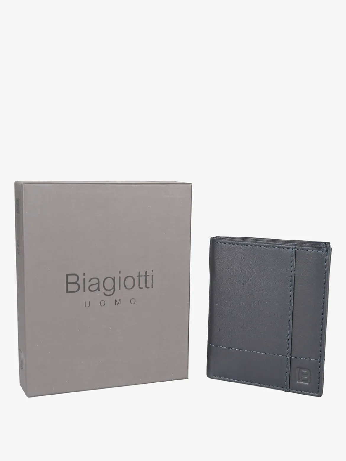 Biagiotti Uomo Mini portafoglio verticale in pelle da uomo - blu scuro