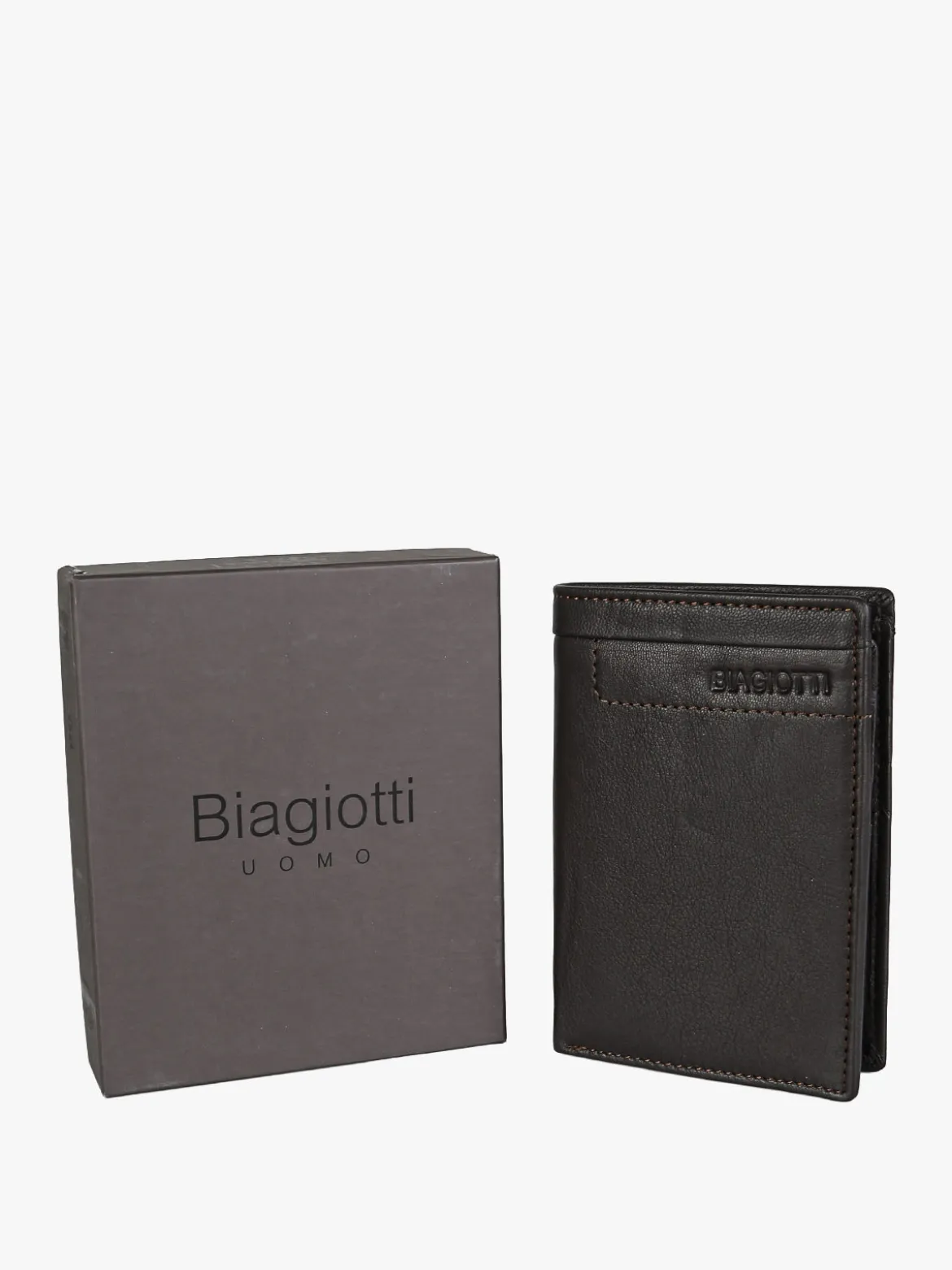 Biagiotti Uomo Portafoglio verticale in pelle da uomo - moro