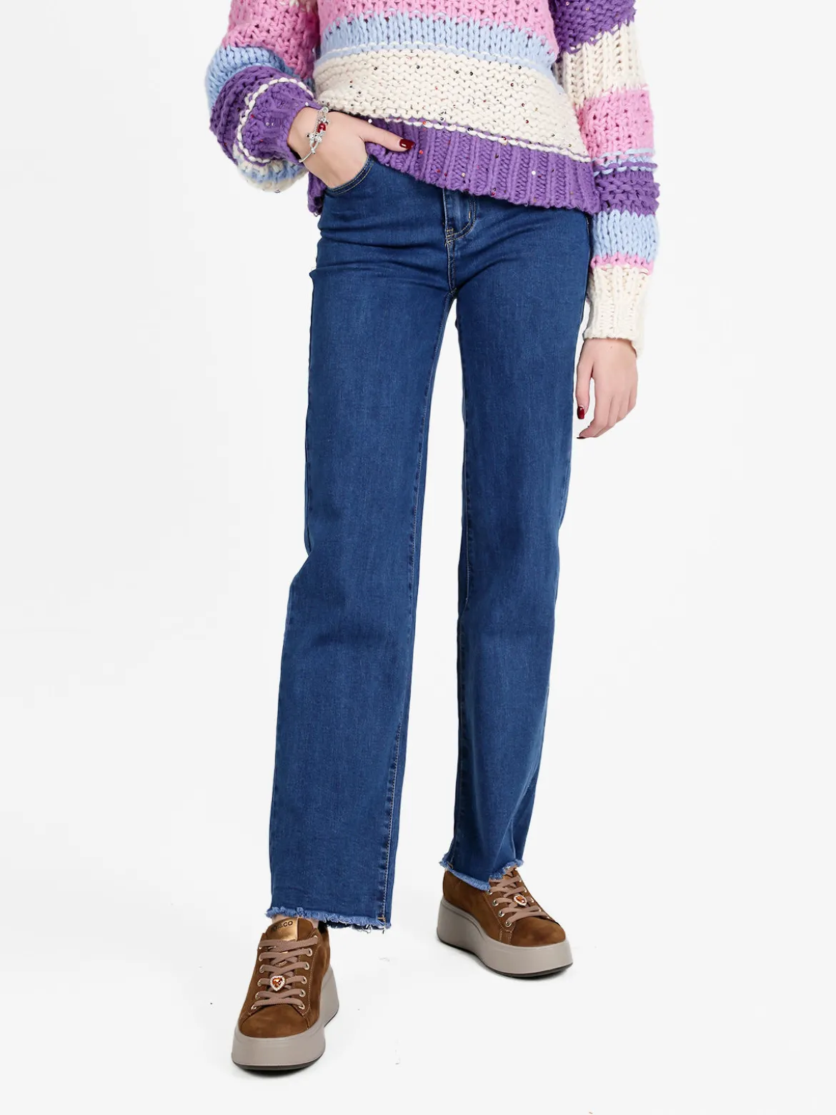Blue Skk Jeans donna push-up a gamba larga