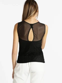 Bluoltremare Canotta donna in velluto con tulle
