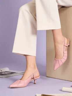 Bottega22 Slingback donna a punta con tacco a rocchetto - rosa