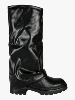 Bottega22 Stivali donna con gambale arricciato - nero