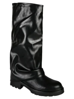 Bottega22 Stivali donna con gambale arricciato - nero