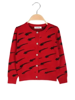 Bouny Baby Cardigan da bambina in maglia con bottoni - rosso