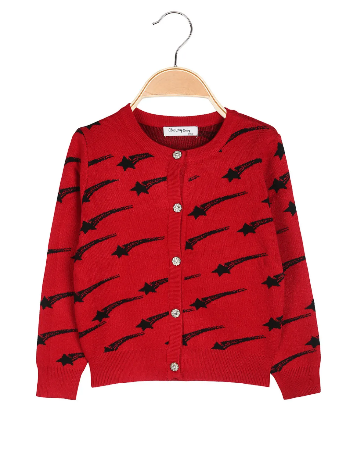 Bouny Baby Cardigan da bambina in maglia con bottoni - rosso
