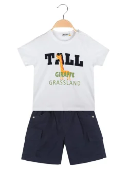 Bouny Baby Completo 2 pezzi da neonato con t-shirt e bermuda cargo