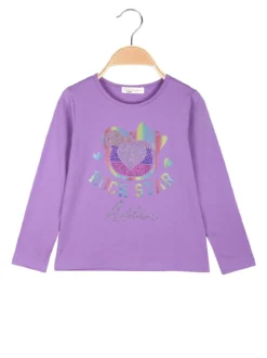 Bouny Baby T-shirt da bambina a maniche lunghe con strass - lilla