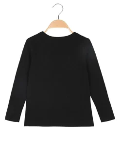 Bouny Baby T-shirt da bambina a maniche lunghe con strass - nero