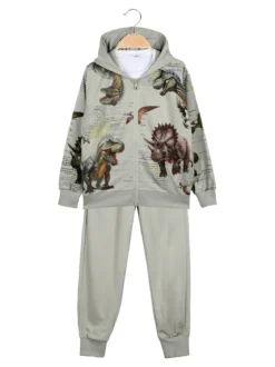 Boys & Style Completo tuta 3 pezzi da bambino con cappuccio e zip - verde chiaro