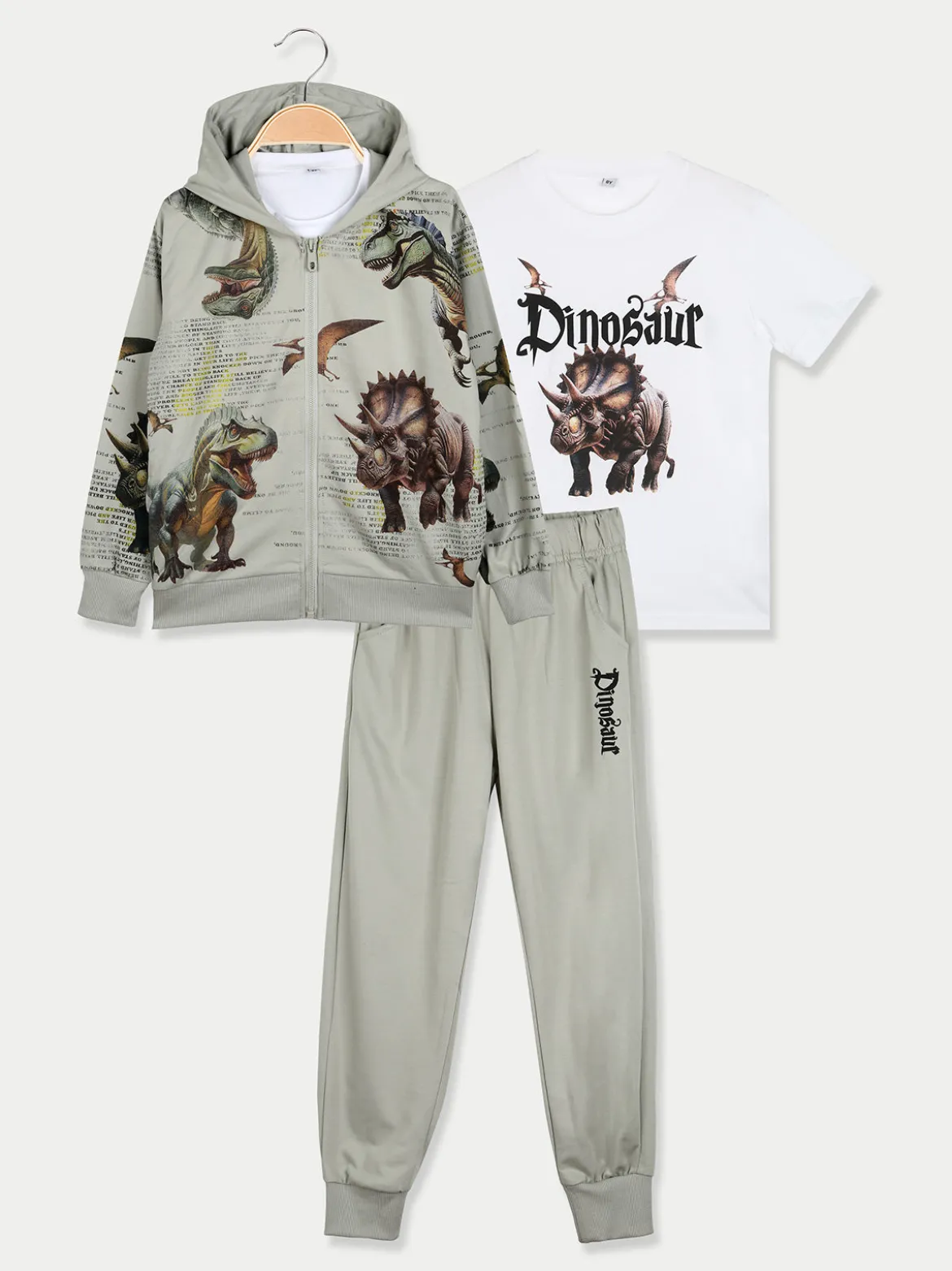 Boys & Style Completo tuta 3 pezzi da bambino con cappuccio e zip - verde chiaro