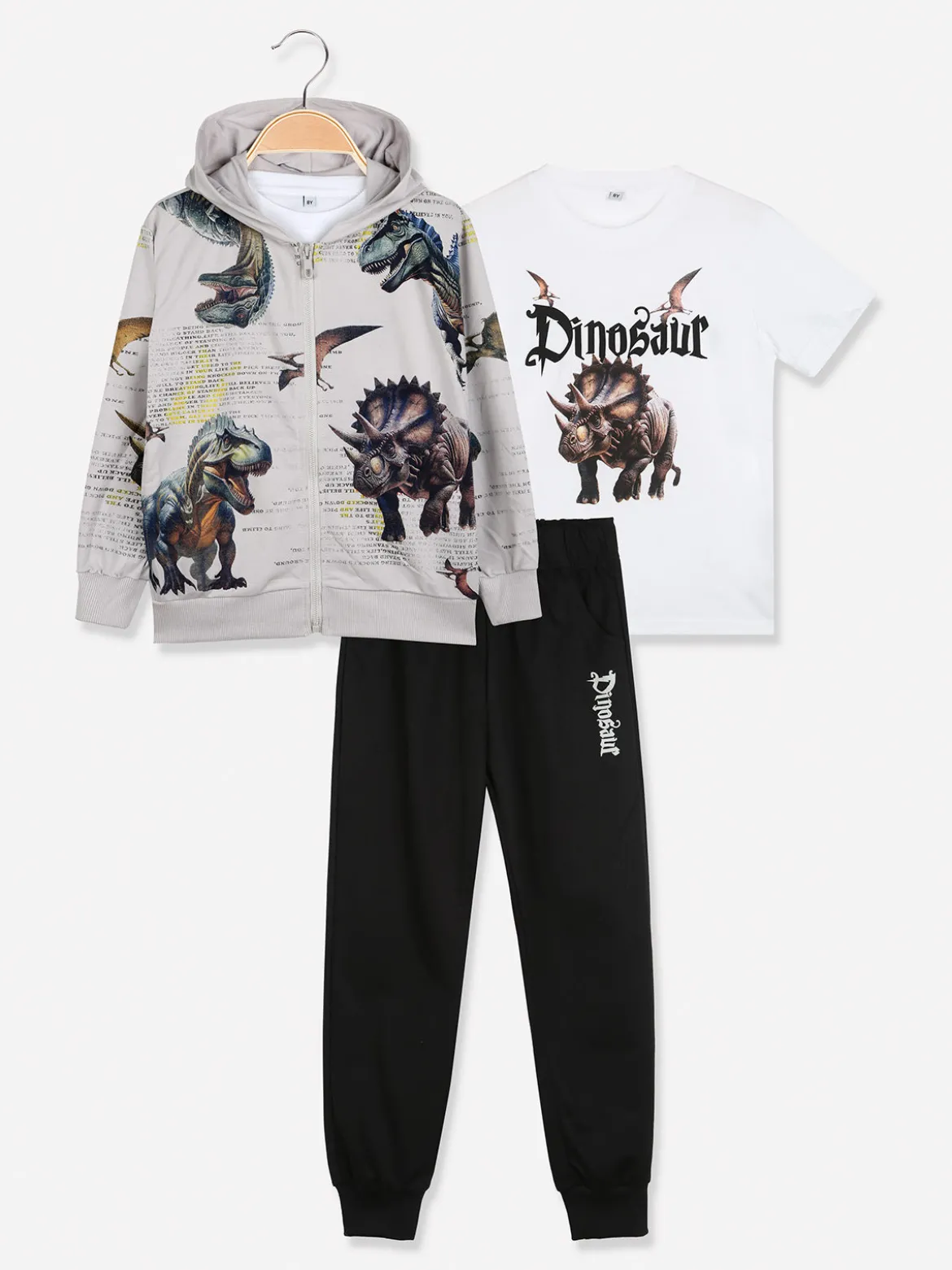 Boys & Style Completo tuta 3 pezzi da bambino con cappuccio e zip - beige