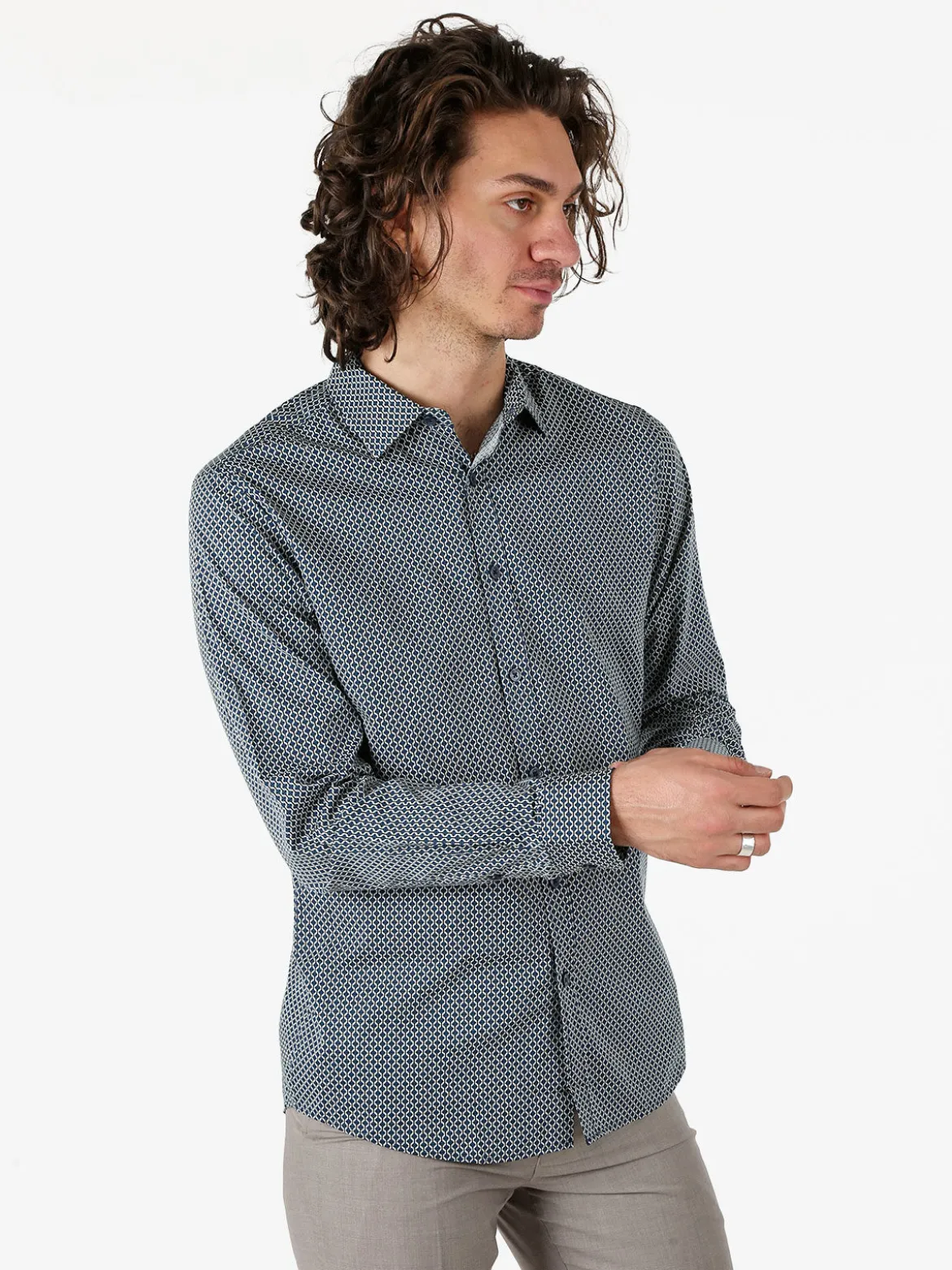 Bread & Buttons Camicia da uomo in cotone a maniche lunghe - multicolore