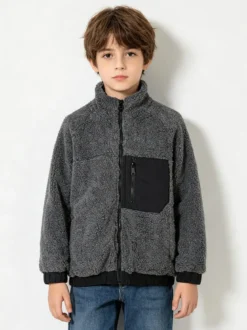 Brum Beby Giubbotto da bambino teddy con zip - nero