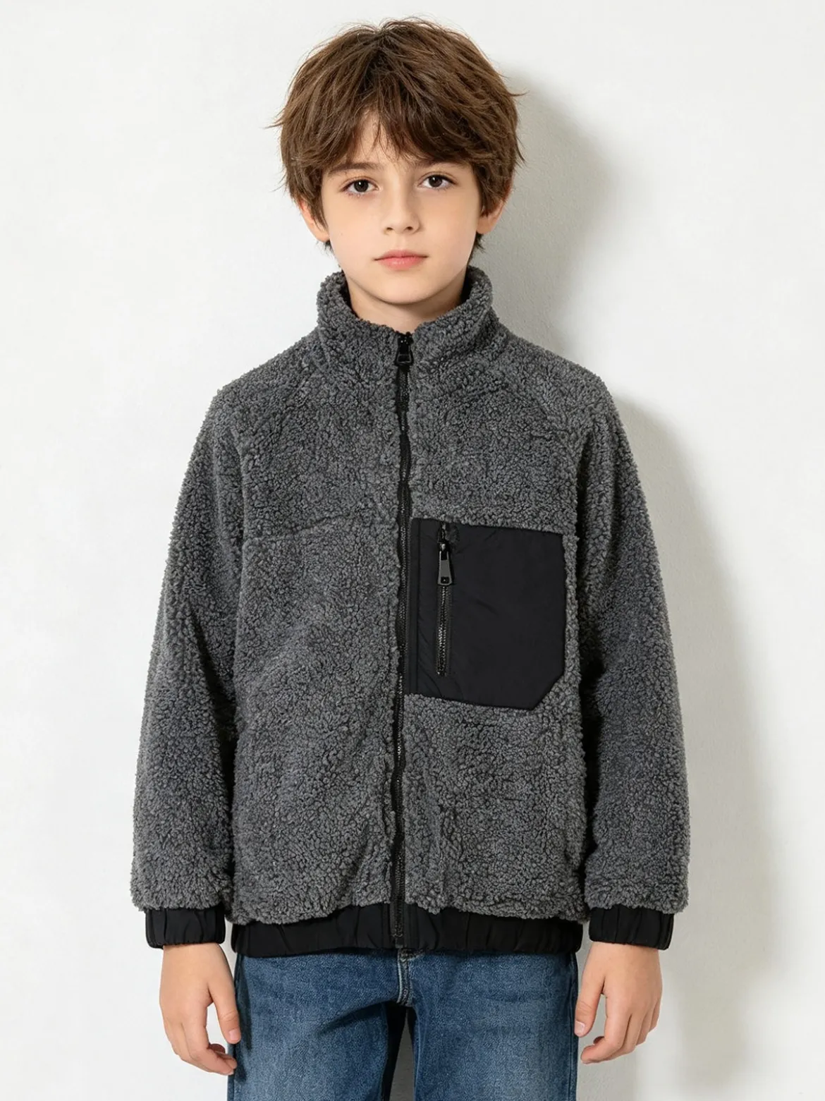 Brum Beby Giubbotto da bambino teddy con zip - nero