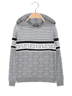 Brum Beby Pullover da bambino in maglia con cappuccio - grigio