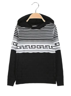 Brum Beby Pullover da bambino in maglia con cappuccio - nero